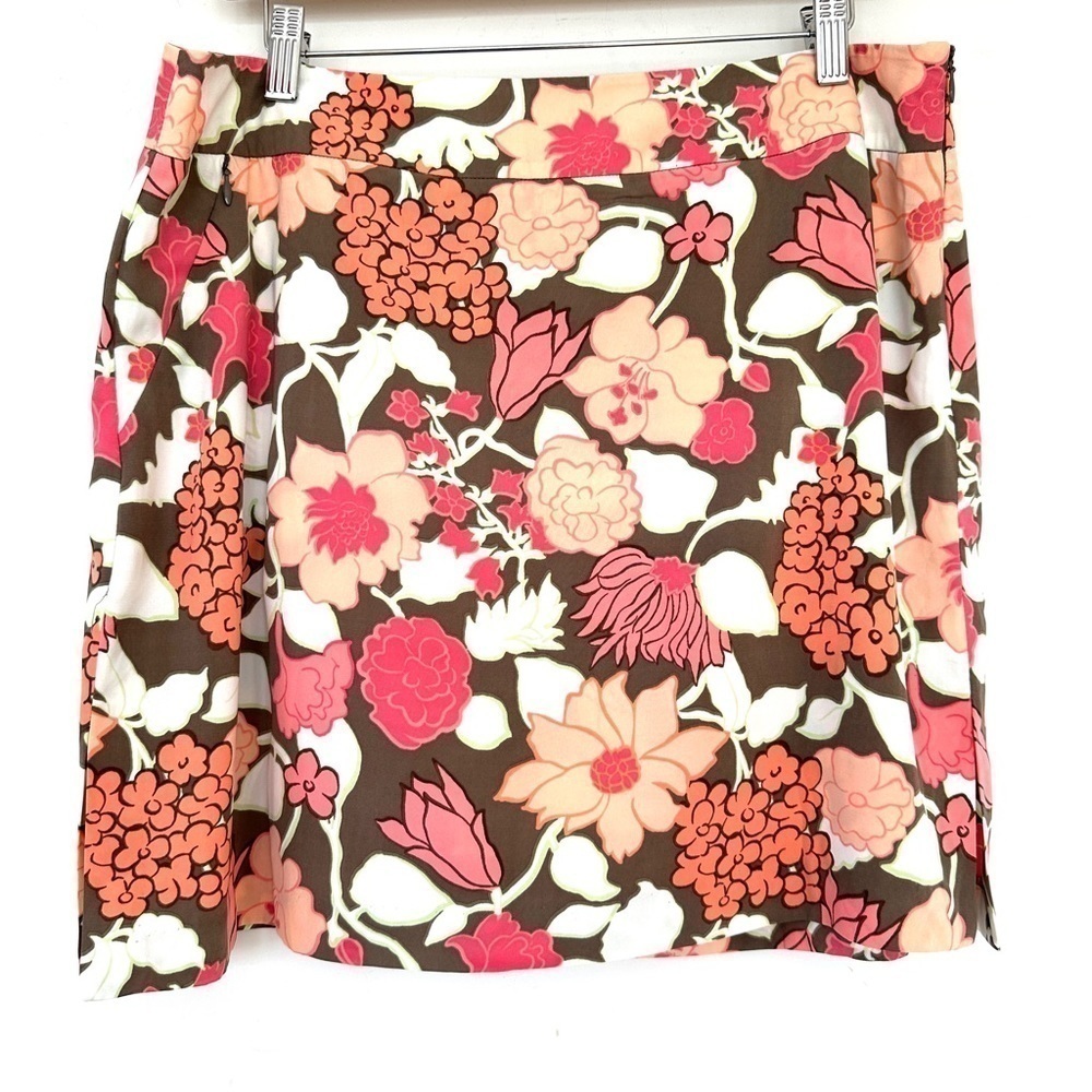 Izod Floral Skort in Brown, Pink, Coral & White